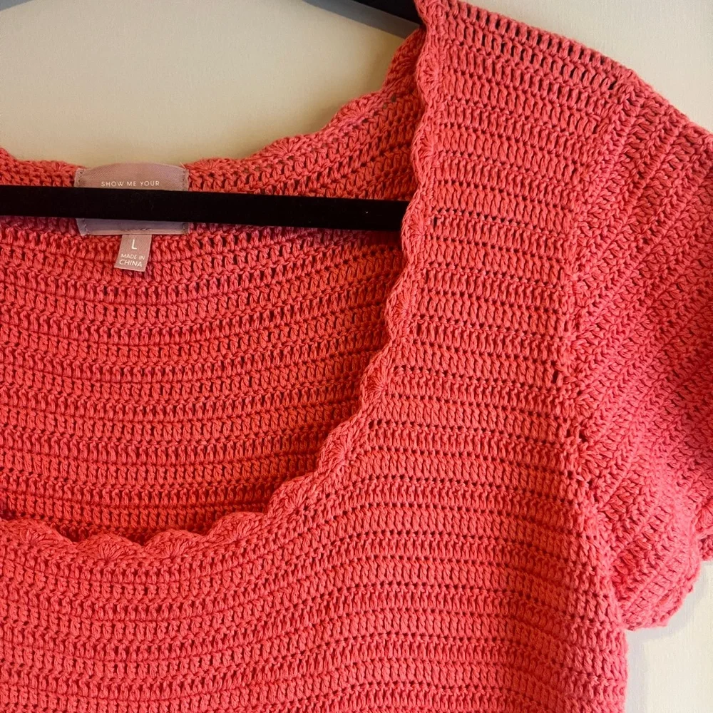 Show Me Your MuMu Coral Crochet Mini Dress - Picture 6 of 9